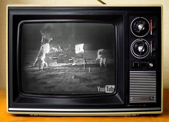 Moon landing live on TV